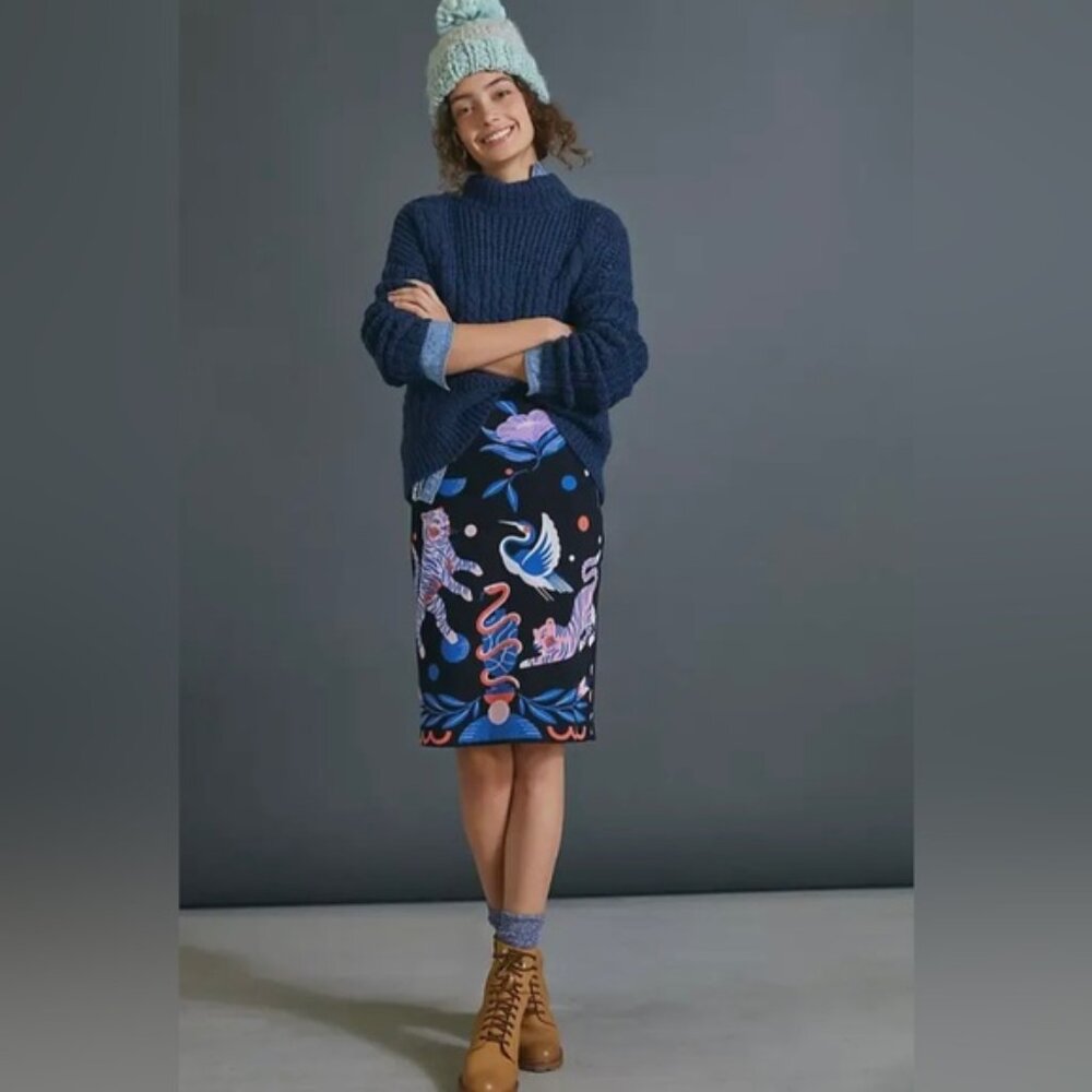 Anthropologie Super Nice Letters Midi Skirt, Large, NWT